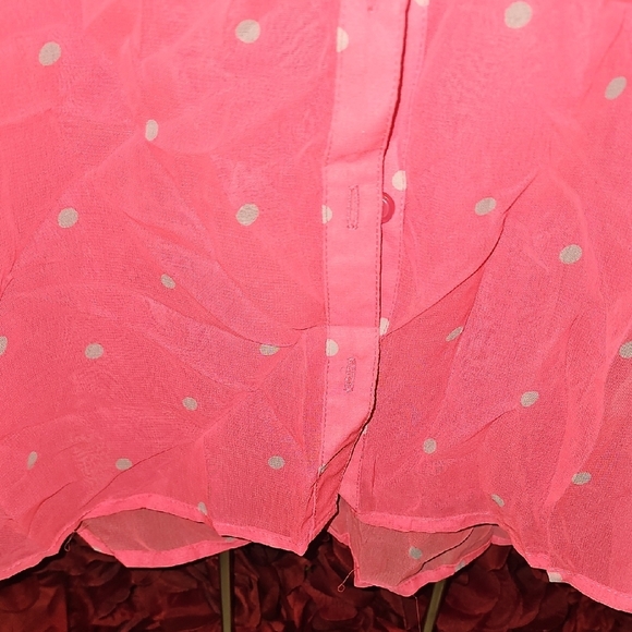 Cherokee Girls Pink Polka Dot Sleeveless See Thru Blouse Size Medium - Picture 4 of 6